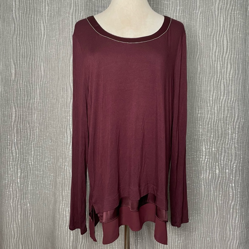 WHBM chain trimmed satin / jersey tunic
